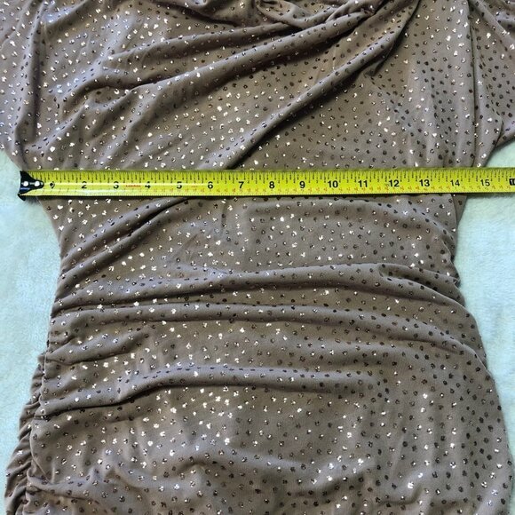 GUESS Mocha Sparkle Cowl Neck 3/4 Sleeve Cocktail/Party/Prom Dress Size Small - Picture 9 of 11